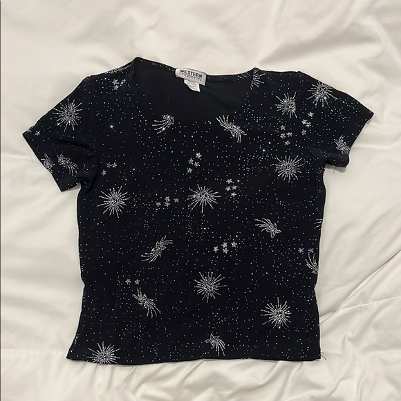 Y2k Black Glitter Tee - Picture 1 of 4